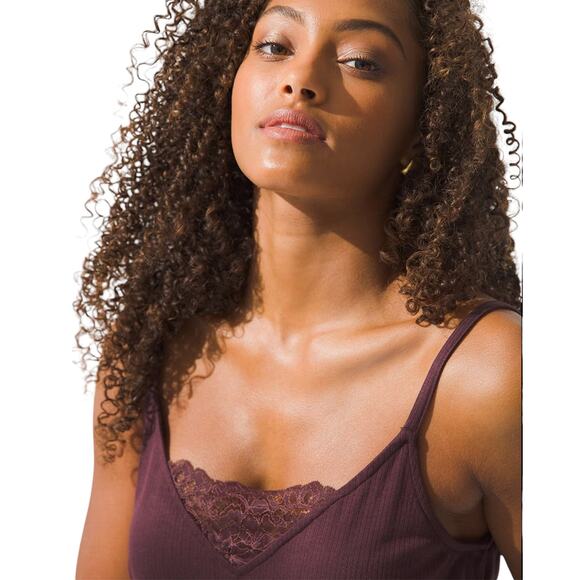 Soma Intimates Pinot Noir Purple Rib Lace Cool Nights Sleep Romper - Picture 2 of 12